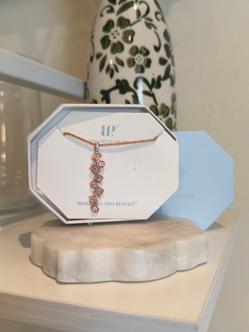 Bomb party revealed rose gold necklace
